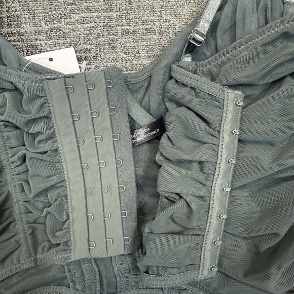 Urban Outfitters Corset Top Cropped Green Women's Small Mesh Spaghetti Strap NWT - Picture 3 of 6